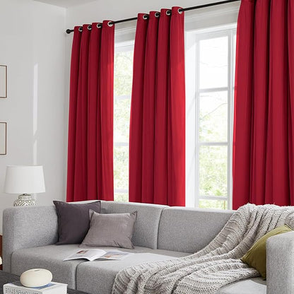 100% Blackout Curtains for Bedroom, Double Layer Red Curtains, Room Darkening - Image 9