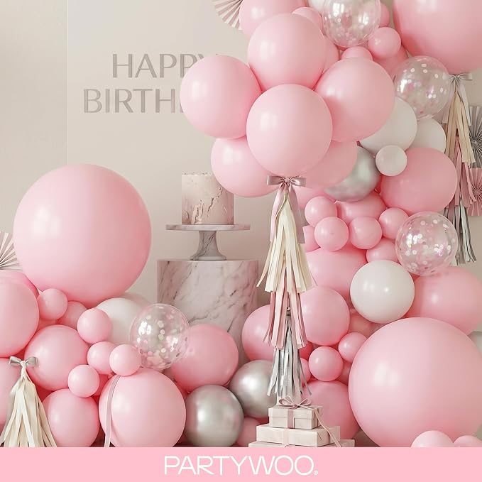PartyWoo Baby Pink Balloons 100pcs Pastel Pale Light Pink Color | 36 18 12 10 5 - Image 8