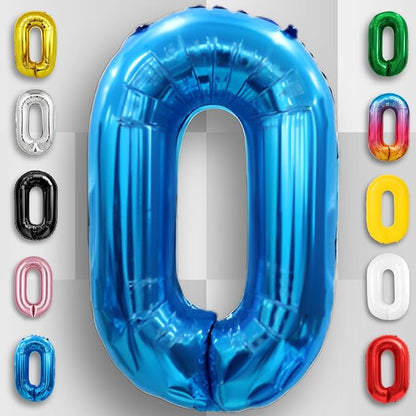Blue Number Balloon 0 Mylar Foil Balloons 40 inch - Image 3