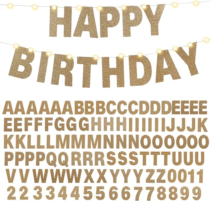 TaoBary 112 Pcs DIY Letter Kit Glitter Customizable Banner Letters Include 107 by TaoBary