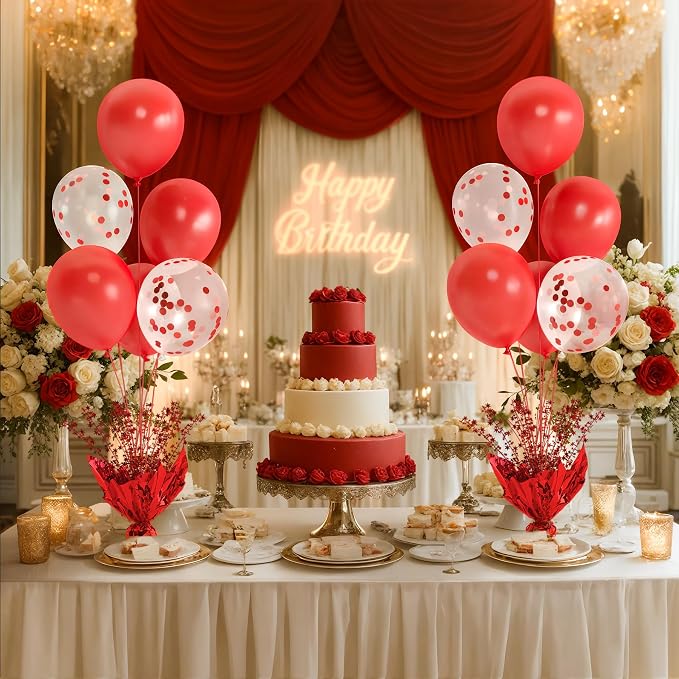Red Balloon Table Centerpiece Kit, 2 Sets Red Balloon Stands - Image 3