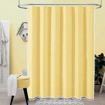 72x96 Extra Long Boho Linen Heavy Duty Shower Curtain Set, 330GSM Linen Blend - Image 6
