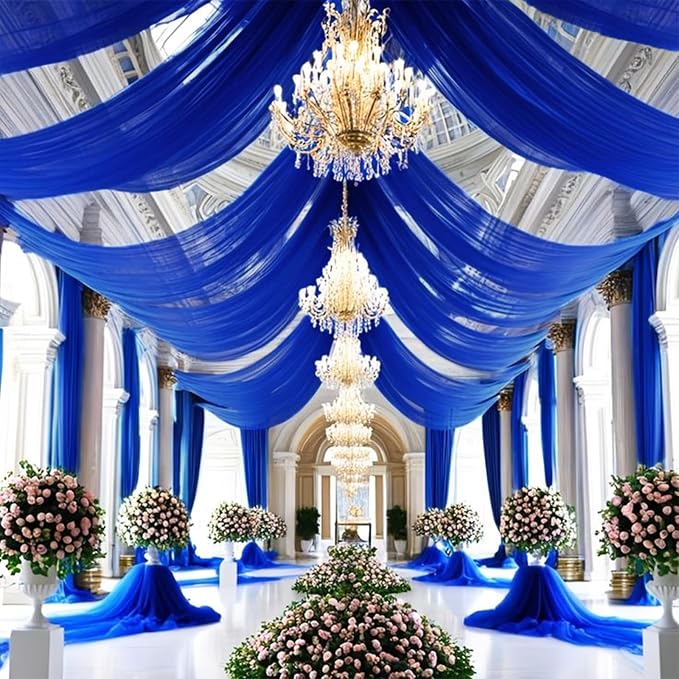 6 Panels Royal Blue Ceiling Drapes by Showgeous