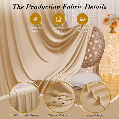 20 ft x 8 ft Thick Champagne Backdrop Curtain - Image 5