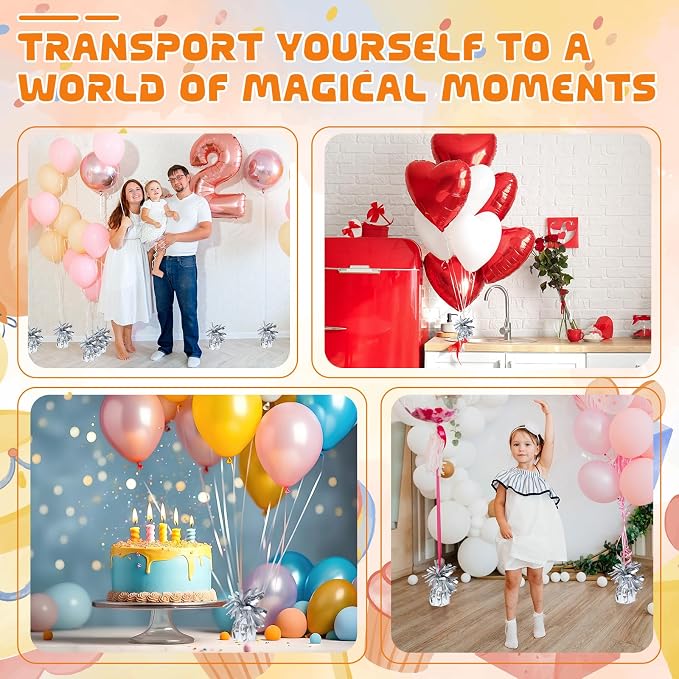 16 Pack Silver Balloon Weights Metallic Holder Anchors Balloon Holder Weights - Image 5