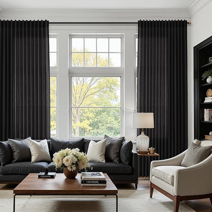 Vintage Black Linen Curtains 108 Inches Long - Image 6