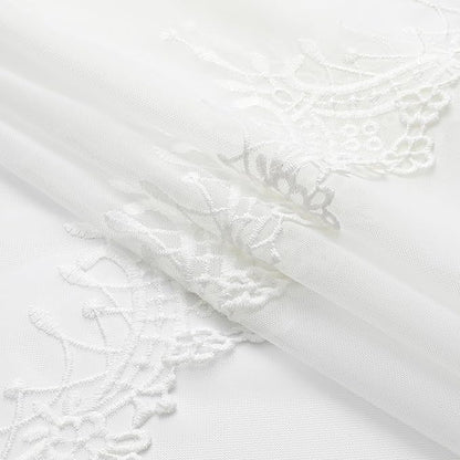 White Sheer Voile Curtains White Embossed European 54Wx72L Inch | Light - Image 6