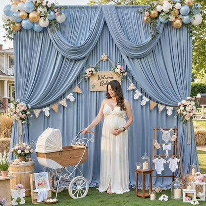 20ft×12ft Dusty Blue Backdrop Curtains - Image 8