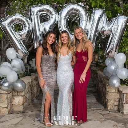 AULE 40 Inch Silver W Balloon Letter Foil A-Z Birthday Big Alphabet | Birthday - Image 2