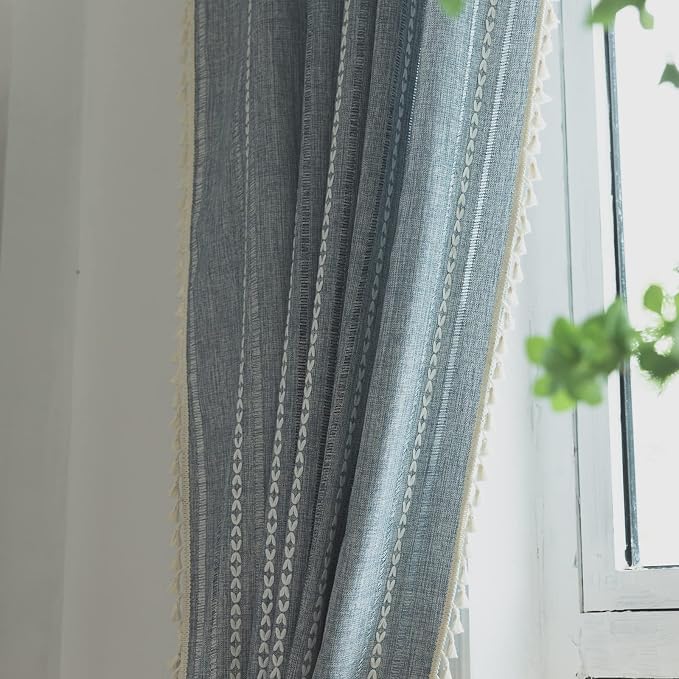 Sutuo Home Denim Blue Boho Curtains 84 Inches Long - Image 8