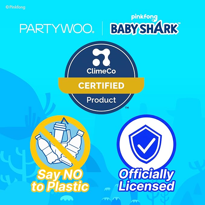 PartyWoo Baby Shark Blue Foil Round Star Mylar Number 1 Balloons 5pcs | Balloons - Image 8