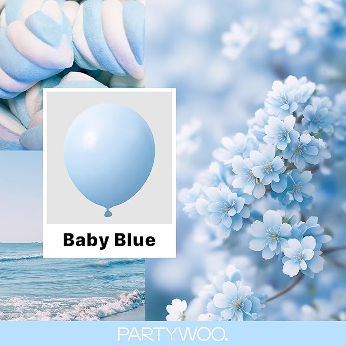 PartyWoo Baby Blue Balloons 100pcs Light Pastel Sky Aqua Blue Color | 36 18 12 - Image 2