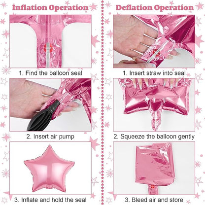 14pcs Pink Star Balloons, Mixed Star Foil Balloon, 22Inch Explosion Stars - Image 6
