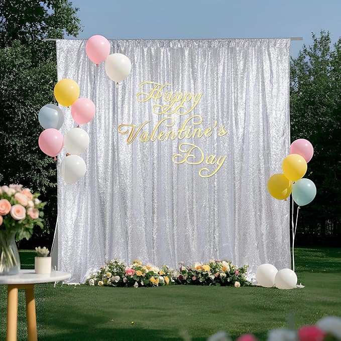 SquarePie 10x10ft Silver Sequin Backdrop, High Density Non-Transparent Glitter - Image 8