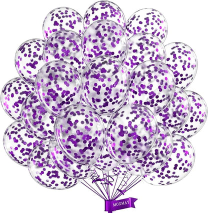 Purple Confetti Balloons, Unisex-Adults & Kids by MOXMAY
