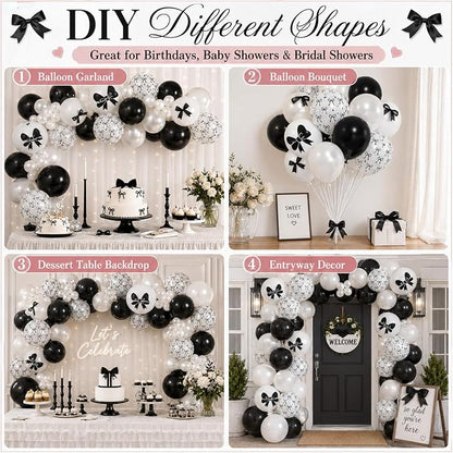 Black Bow Balloons 60PCS Printed Bow - Image 6