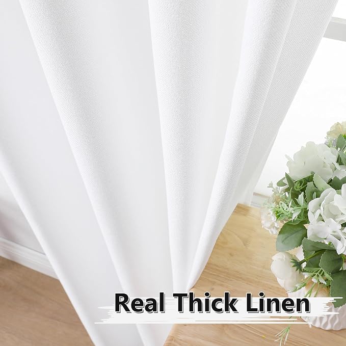 Tollpiz Short Linen Tier Curtains Rod Pocket Semi Sheer Half Kitchen Curtain - Image 3