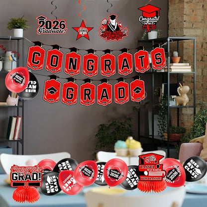 Graduation Decorations 2026 Red Themed Set - Image 8