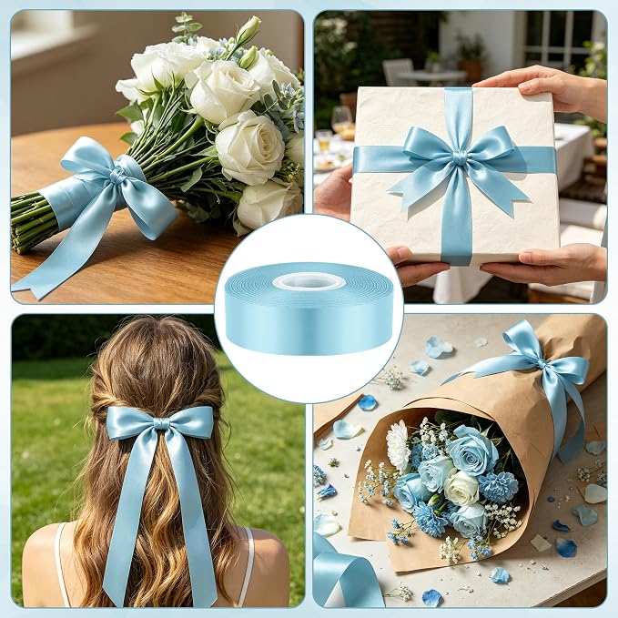 30Yards 1In Lake Blue Satin Ribbon - Image 4