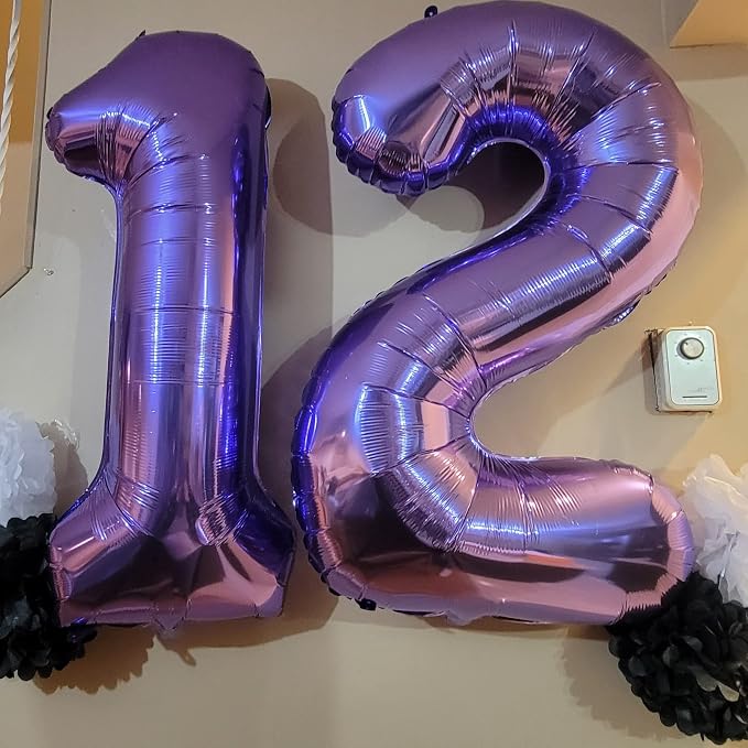 15th Birthday Balloons for Girls, 15 Inch Giant Purple Foil Number 15 Balloons - Image 7