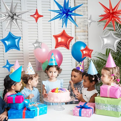Red Blue Silver Star Balloons, 22/18/10 Inch Foil Balloons, Four-Pointed Balloon - Image 7