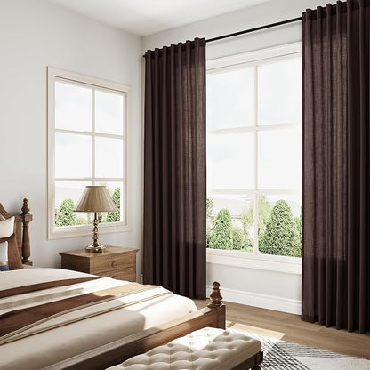 Coffee Brown Linen Curtains 63 Inches Long - Image 7