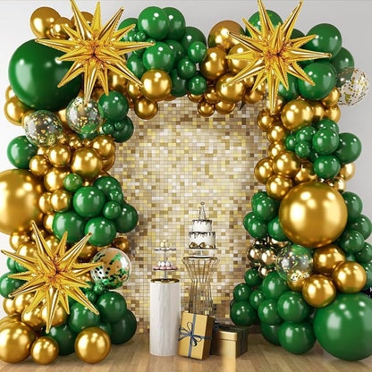 RUBFAC 2026 Graduation Decorations Green and Gold Balloon Garland Arch Kit by RUBFAC
