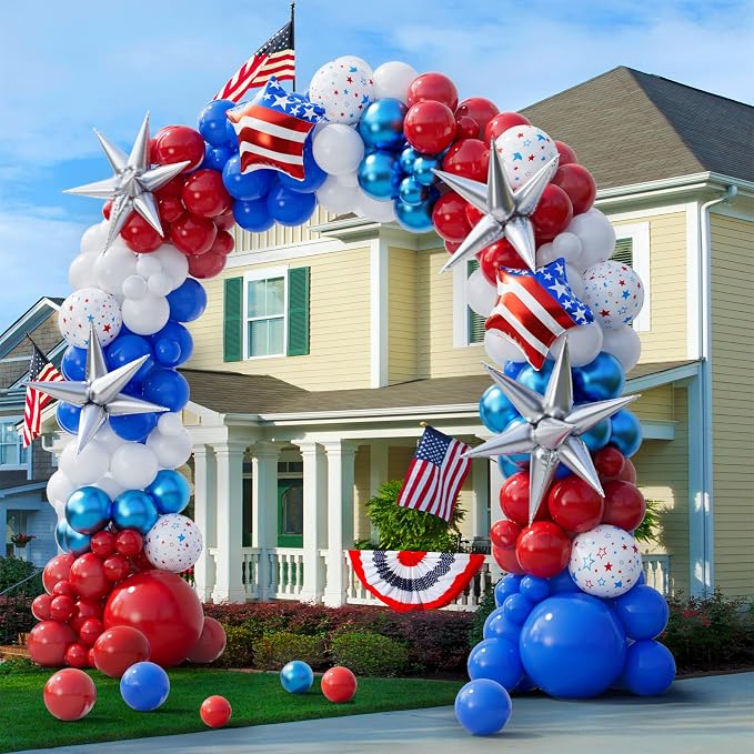 151pcs Red White and Blue Balloon Garland Arch Kit Patriotic Decorations - Image 5