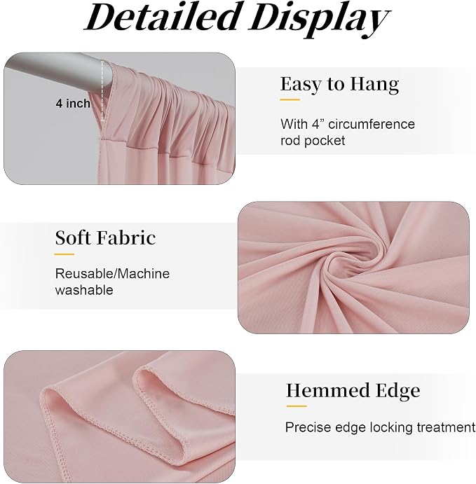 12ft x 10ft Dusty Pink Backdrop Curtains - Image 4