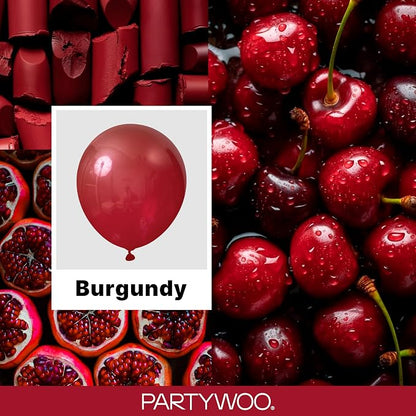 PartyWoo Burgundy Balloons 127pcs Dark Chestnut Red Maroon Color | 36 18 12 10 - Image 2