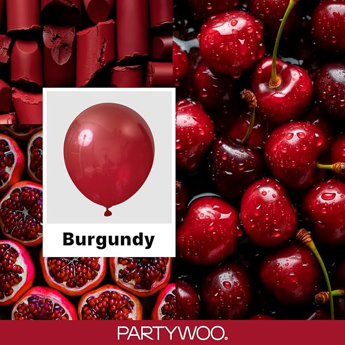PartyWoo Burgundy Balloons 140pcs Dark Chestnut Red Maroon Color | 18 12 10 5 - Image 2