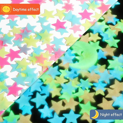 200pcs Glow in The Dark Luminous Stars Fluorescent Noctilucent Plastic Wall - Image 2