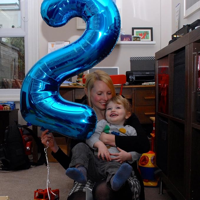 6 Balloon Numbers Birthday Decorations, 40In Dark Blue Balloons - Image 3