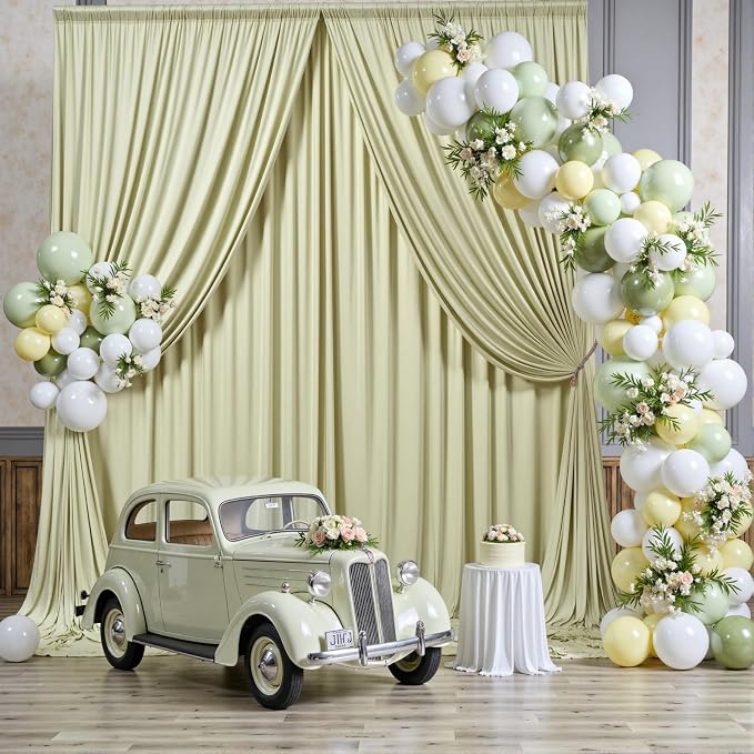 10 ft x 10 ft Wrinkle Free Light Green Backdrop Curtain - Image 3