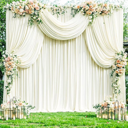 10 Panels Ivory Backdrop Curtains - Image 4