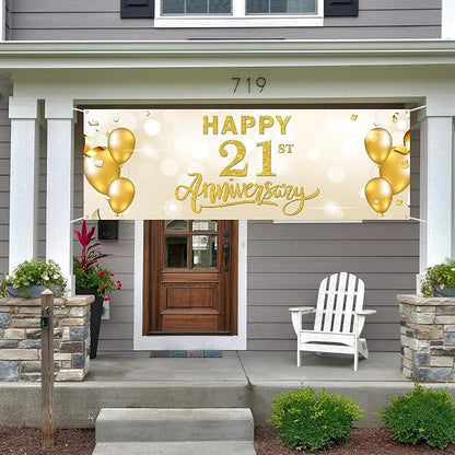 Large Happy 21st Anniversary Banner Twenty-one Themed Garden Backdrop Banner - Image 4