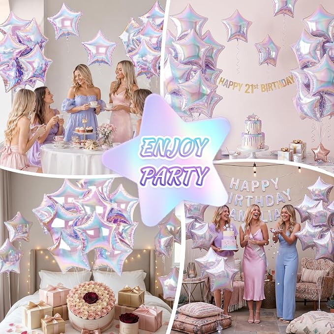 Iridescent Star Balloons, 18 Inches Star Balloon - Image 6