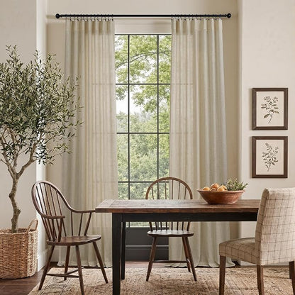 Burlywood Birch Beige Taupe Linen Curtains 63 Inch Length 2 Panels Bedroom - Image 2