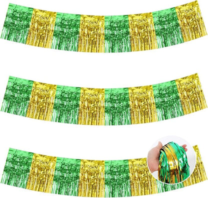 BEISHIDA Green Gold Fringe Garland Banner 30ft Wall Tinsel Foil Streamers | by Beishida