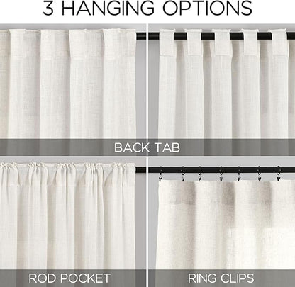 Beige White Linen Curtains 72 Inch Length - Image 2