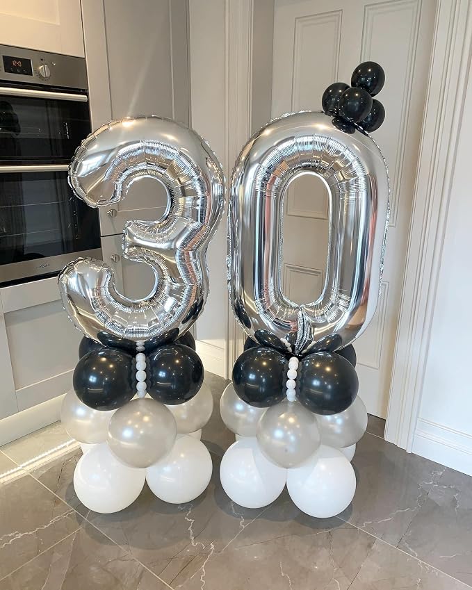 40 Inch Silver 30 Number Balloons Giant Jumbo Huge 30 Foil Mylar Helium Number - Image 6