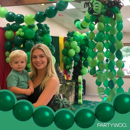 PartyWoo Dark Green Linking Balloons 100pcs 6 Inch Emerald Link Balloons | - Image 2