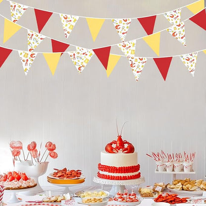 32Ft Crawfish Boil Party Decorations Red Yellow Beer Crawfish Pennant Banner - Image 4