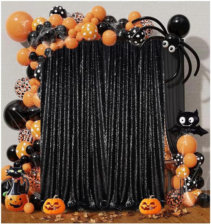 Black Sequin Backdrop Curtains 2Panel 2x8ft - Image 2