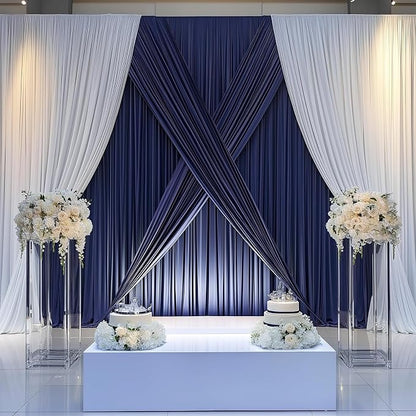 ESGOTBME 30x10ft Wrinkle Free Navy Blue Backdrop Curtain - Image 6