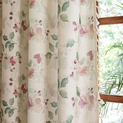 ENJOYBRIDAL Floral Curtains 63 Inch Length Living Room Semi Sheer Drapes 2 - Image 7
