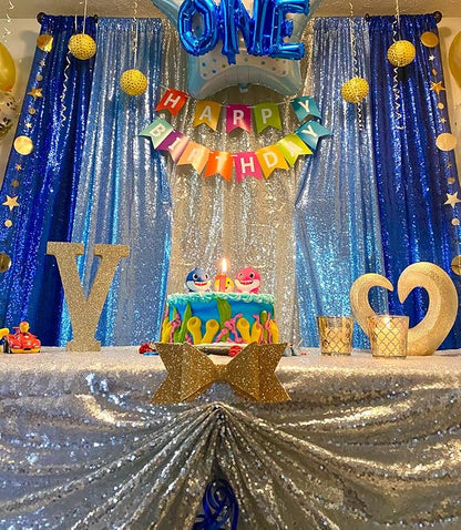 Poise3EHome Baby Blue Sequin Backdrop Curtains, 4 Panels 2FTx8FT Glitter - Image 7