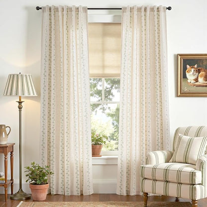 Cathy Linen Floral Curtains for Living Room 84 inch Length 2 Panels Set 7 ft - Image 2