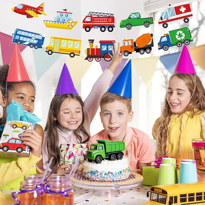 Hooqict Happy Birthday Banner Transportation Birthday Decorations Car Train - Image 5