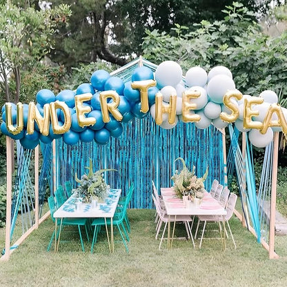 Crosize 8 Pack Blue Party Streamers Backdrop, 3.3 x 9.9 ft | Tinsel Foil Fringe - Image 5